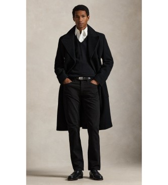 Polo Ralph Lauren Wąski bawełniany sweter z dekoltem w szpic, czarny