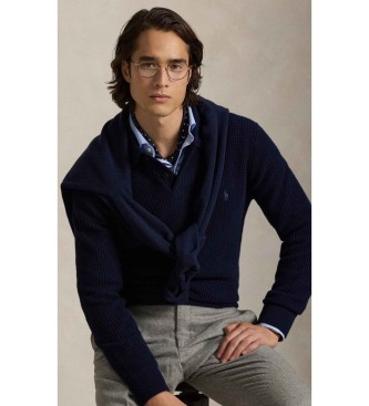 Polo Ralph Lauren Camisola de algod�o e l� com gola p�lo azul-marinho