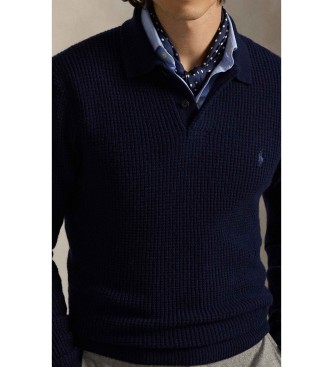 Polo Ralph Lauren Camisola de algod�o e l� com gola p�lo azul-marinho