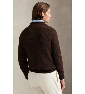 Polo Ralph Lauren Camisola de algod�o e l� com gola p�lo castanha