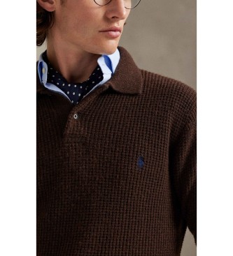 Polo Ralph Lauren Camisola de algod�o e l� com gola p�lo castanha