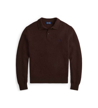 Polo Ralph Lauren Camisola de algod�o e l� com gola p�lo castanha