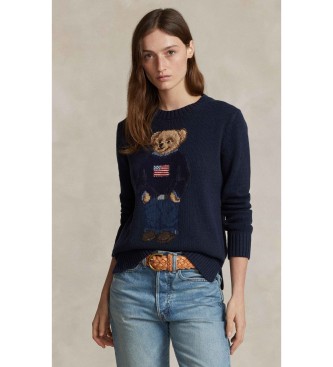 Polo Ralph Lauren Cotton and linen jumper with navy Bear Polo shirt