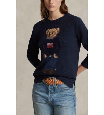 Polo Ralph Lauren Cotton and linen jumper with navy Bear Polo shirt