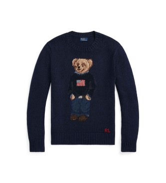Polo Ralph Lauren Cotton and linen jumper with navy Bear Polo shirt