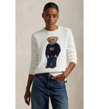 Polo Ralph Lauren Jersey de algod�n y lino con Polo Bear blanco