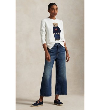 Polo Ralph Lauren Jersey de algod�n y lino con Polo Bear blanco