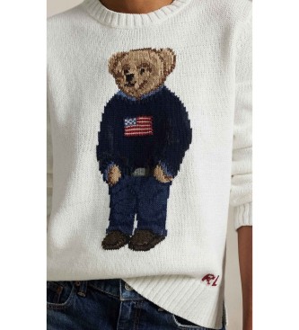 Polo Ralph Lauren Jersey de algod�n y lino con Polo Bear blanco