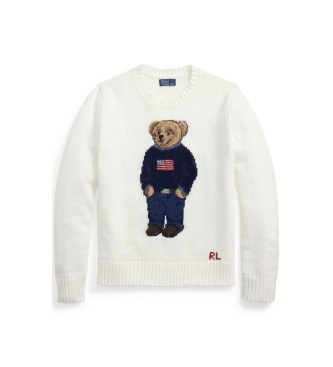 Polo Ralph Lauren Jersey de algod�n y lino con Polo Bear blanco