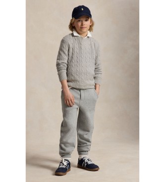 Polo Ralph Lauren Grå cashmere sweater i snoet strik