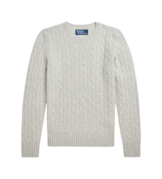 Polo Ralph Lauren Grå cashmere sweater i snoet strik