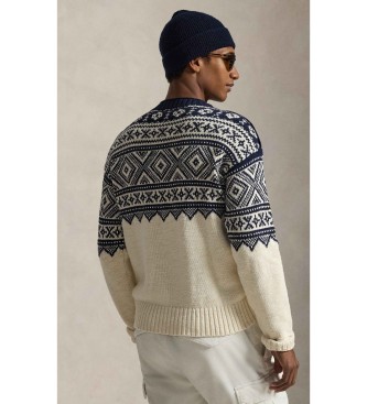 Polo Ralph Lauren Pull en coton et cachemire imprim� beige