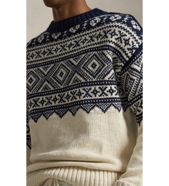 Polo Ralph Lauren Pull en coton et cachemire imprim� beige