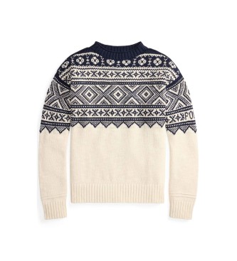 Polo Ralph Lauren Pull en coton et cachemire imprim� beige