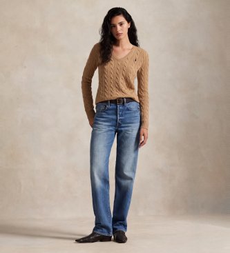 Polo Ralph Lauren Bruine trui van kasjmier en wol