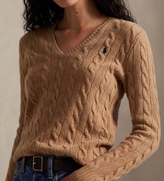 Polo Ralph Lauren Bruine trui van kasjmier en wol