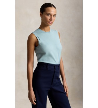 Polo Ralph Lauren Mouwloze blauwe trui met ronde hals