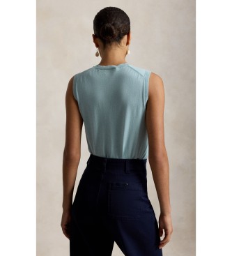 Polo Ralph Lauren Mouwloze blauwe trui met ronde hals