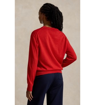Polo Ralph Lauren We?niany sweter z czerwonym ko?nierzem w kszta?cie litery V