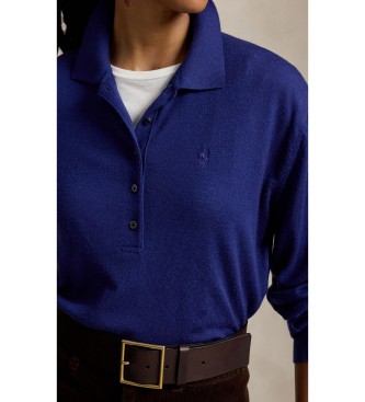 Polo Ralph Lauren Modra volnena majica s polo ovratnikom
