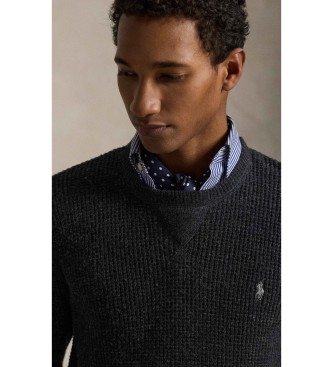 Polo Ralph Lauren Temno siv pleten pulover iz bombaža in volne