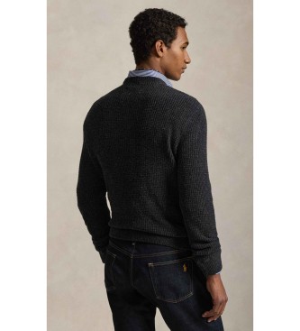 Polo Ralph Lauren Temno siv pleten pulover iz bombaža in volne