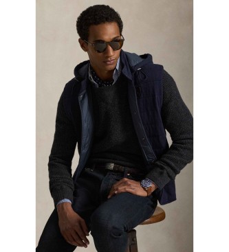 Polo Ralph Lauren Temno siv pleten pulover iz bombaža in volne