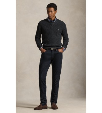 Polo Ralph Lauren Temno siv pleten pulover iz bombaža in volne