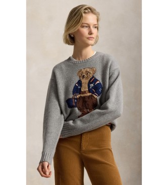 Polo Ralph Lauren Sweater i uld og cashmere med grå Polo Bear