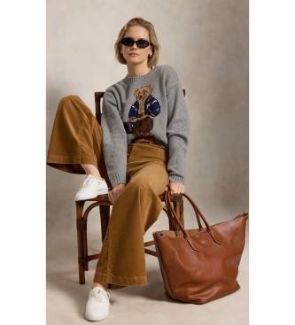 Polo Ralph Lauren Sweater i uld og cashmere med grå Polo Bear
