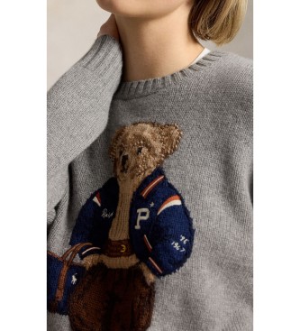 Polo Ralph Lauren Sweater i uld og cashmere med grå Polo Bear