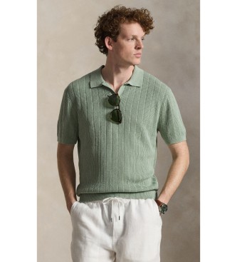 Polo Ralph Lauren Jersey de linho com gola aberta verde