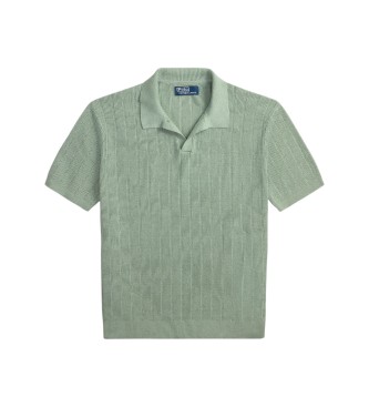 Polo Ralph Lauren Jersey de linho com gola aberta verde