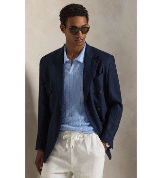 Polo Ralph Lauren Maglione di lino con collo aperto blu