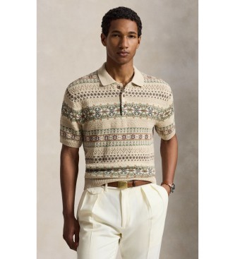 Polo Ralph Lauren Pull en lin et coton Fair Isle beige