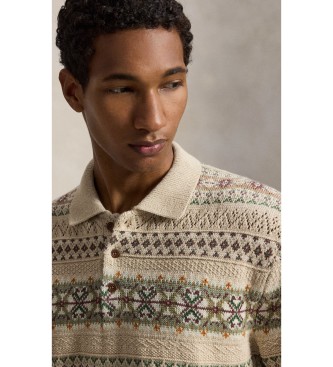 Polo Ralph Lauren Pull en lin et coton Fair Isle beige