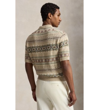 Polo Ralph Lauren Pull en lin et coton Fair Isle beige