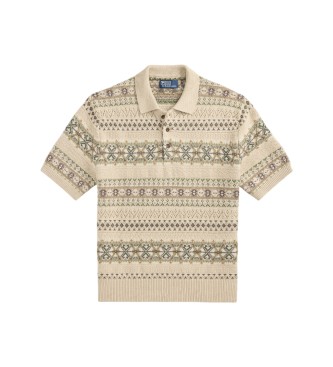 Polo Ralph Lauren Pull en lin et coton Fair Isle beige