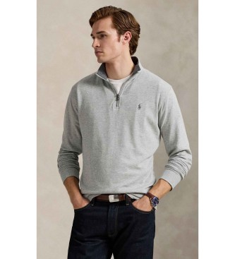 Polo Ralph Lauren Jersey de lujoso punto con cremallera gris