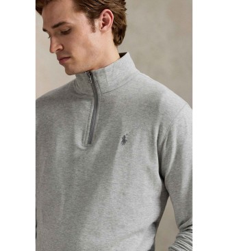 Polo Ralph Lauren Jersey de lujoso punto con cremallera gris