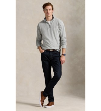 Polo Ralph Lauren Jersey de lujoso punto con cremallera gris