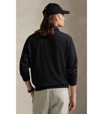 Polo Ralph Lauren Pull en maille luxueuse avec fermeture éclair, noir