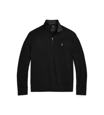 Polo Ralph Lauren Pull en maille luxueuse avec fermeture éclair, noir