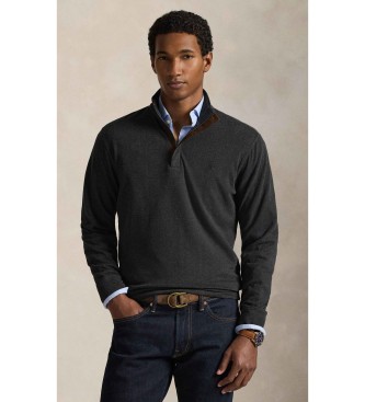 Polo Ralph Lauren Jersey de lujoso punto con cremallera gris