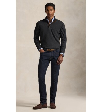 Polo Ralph Lauren Jersey de lujoso punto con cremallera gris