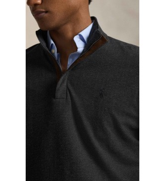 Polo Ralph Lauren Jersey de lujoso punto con cremallera gris