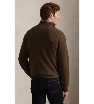 Polo Ralph Lauren Jersey de lujoso punto con cremallera marr�n
