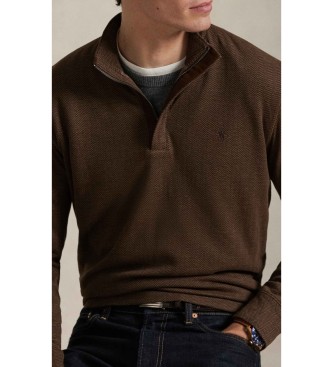 Polo Ralph Lauren Jersey de lujoso punto con cremallera marr�n