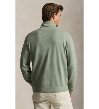 Polo Ralph Lauren Pleten pulover z zeleno kratko zadrgo