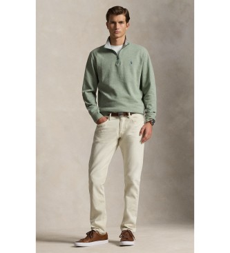 Polo Ralph Lauren Pleten pulover z zeleno kratko zadrgo